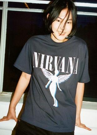 Оверсайз футболка h&m/ с принтом nirvana