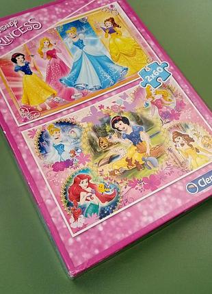 Пазлы clementoni supercolor disney princess принцессы диснея 2 пазла+подарок