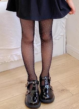 Колготи сіточка  зі  стразами для дівчинки