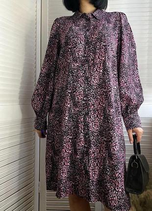 Платье-рубашка в анималистичный принт m&amp;s, парку 12