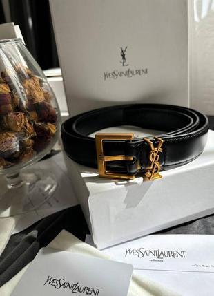 Ремень ysl в коробці золото срібло
