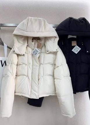 Куртка пуховик loewe чорна молочна