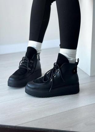 Черевики боти снігоходи комбі в натуральній шкірі 36-40