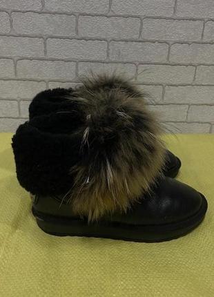 Угги женские пижани зимние на натуральном меху, черные