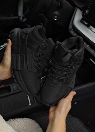 Женские качественные и стильные кроссовки для девочек reebok zig kinetica edge winter черные (мех)❄️
