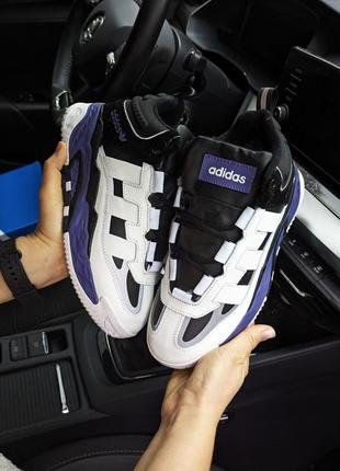 Женские качественные и стильные кроссовки для девочек adidas niteball белые с фиолетовым❄️
