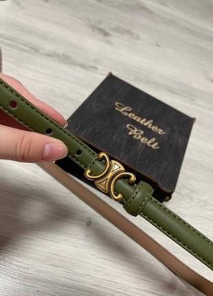Ремень женский 1,5см кожа, ремень под платье прошит из натуральной кожи медь китай, кожаный пояс хаки кожа ремень в стиле celine сеnn