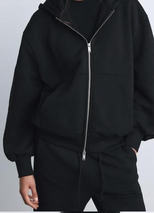 Теплый спортивный костюм zara, штаны плюшевые, худи оверсайз