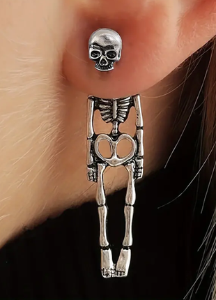 Серьги скелет череп