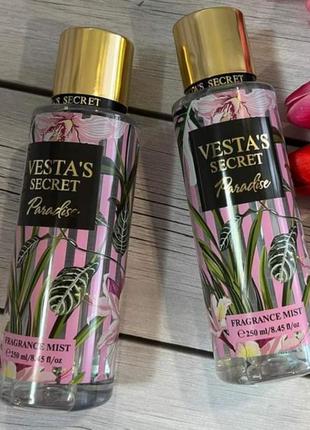 Жіночий парфумований спрей-міст для тіла paradise vesta's secret, 250 мл