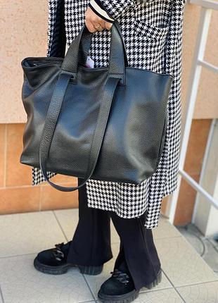 Італійська сумка з натуральної шкіри шоппер формата а4 велика містка