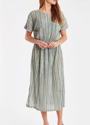 Стильная, фирменная, турецкая, платье миди, в полоску, с разрезами