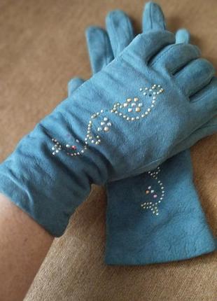 Перчатки замша подарок р 6,5-7