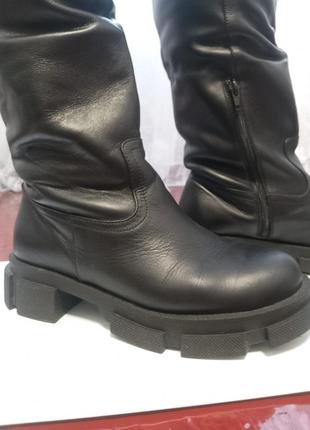 Кожаные женские сапоги -трубы