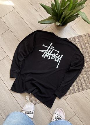 Вінтажний лонгслів stussy футболка з довгим рукавом й великим логотипом на спині