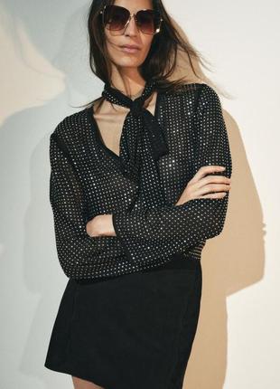 Блестящая блуза zw collection с завязками