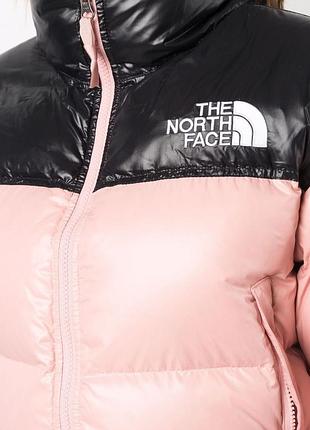 Короткий пуховик пуфер the north face 1996 nuptce 700 crop pink5 фото
