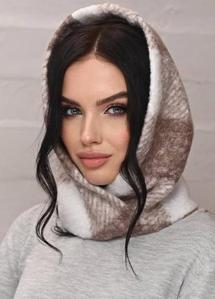 Капюшон букле в клетку