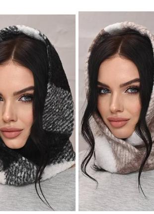Капюшон букле в клітинку2 фото