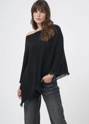 Repeat cashmere кашемировая накидка пончо 100% кашемир черный свитер кейп maje