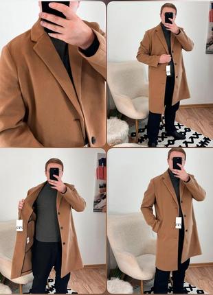 Пальто шерстяное zara чоловіче пальто м-l приталенное10 фото