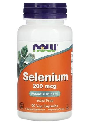 Селен now foods selenium 200 мкг 90 растительных капсул