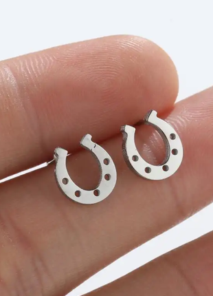 Небольшие серьги гвоздики подкованная, удача. медсталь. виnnкс.