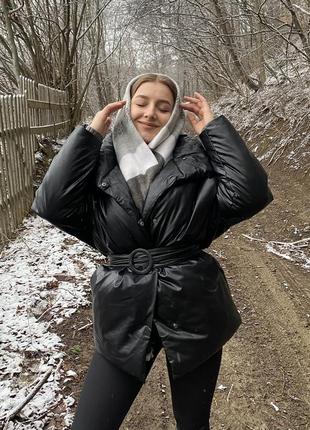 Куртка з екошкіри moon mango🥭 шарф у подарунок 🛍️6 фото