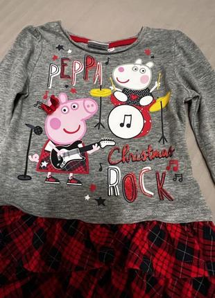 Платье 2 года 24 мес 92 см в клетку новый год свинка пеппа peppa pig4 фото