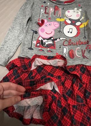 Платье 2 года 24 мес 92 см в клетку новый год свинка пеппа peppa pig5 фото