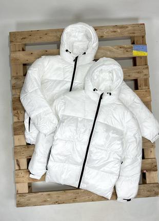 Пуховик мужской белый h&m куртка дутая зимняя white metallic l/xl