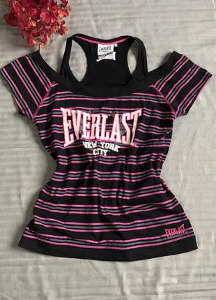Спортивная женская футболка в полоску everlast