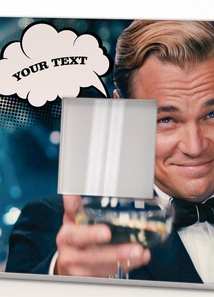 Зеркало мотиватор с фото "ваше поздравление от ди каприо" персональный текст, авторский подарок