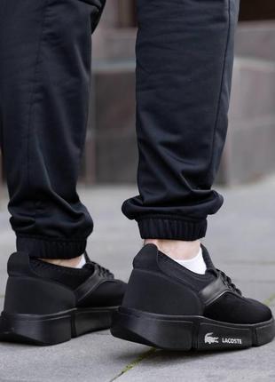 Мужские кеды черные lacoste повседневные кроссовки лакосте легкая летняя обувь простые кроссовки на лето6 фото