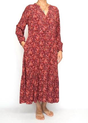 Платье ярусное длинное, бохо, fat face.