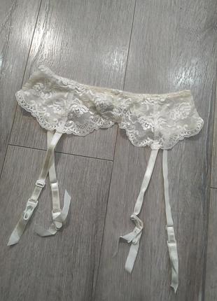 18-20(xl),evie,англия!люксовый роскошный  пояс для чулок молочного цвета,новый