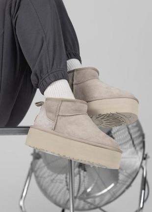Угги угги угг gg ultra mini platform light grey