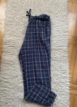 Теплі байкові фланелеві бавовняні піжамні домашні штани в клітину піжама george