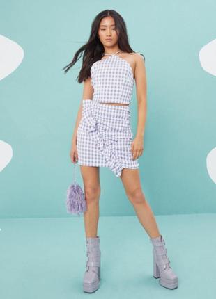 Бузкова спідниця міні в клітинку від missguided