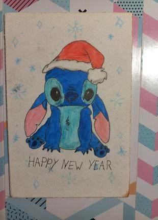 Новогодние картини на маленьком холсте маркерами