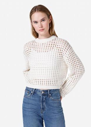 Белый стильный свитер в дирочку паутинка asos