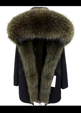 Зимняя парка с натуральным мехом енота - s (xs)