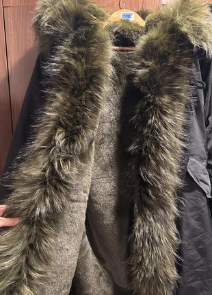 Зимняя парка с натуральным мехом енота - s (xs)
