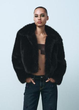 Коротке пальто шуба зі штучного хутра zara