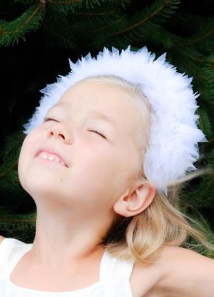 Обруч сніжинки. обруч для волосся сніжинка. обідок з білим фатином снігової королеви