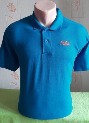 Модне синє поло superdry із суміші бавовни та поліестеру, блискавичне надсилання 🚀⚡