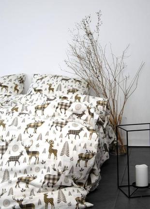 Новогоднее байковое фланелевое постельное белье новогодний комплект постельного белья