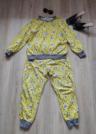 Желтая теплая пижама, кофта, штаны, 1+1=3 💛💛💛
