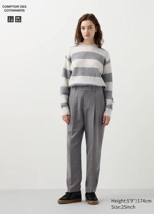 Брюки uniqlo+comptoir des cotonniers сiрi утепленi tweed pleated tapered trousers