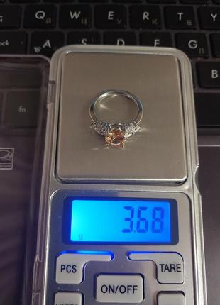 Кольцо кольца серебряно серебряное 925 проба 17 размер женское модное стильное с желтым цирконом цирконом фианитами 7